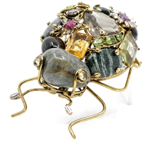 C&D JEWELRY Vintage Costume Large Ant Insect Bug Gem Brooch Pin Iradj Moini - Picture 3 of 12